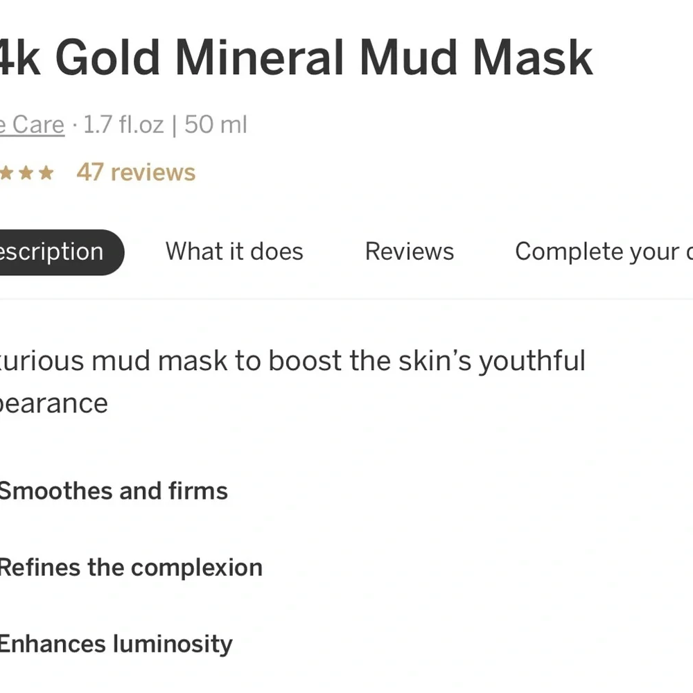 AHAVA 24k Gold Mineral Mud Mask, 50ml, New/Sealed